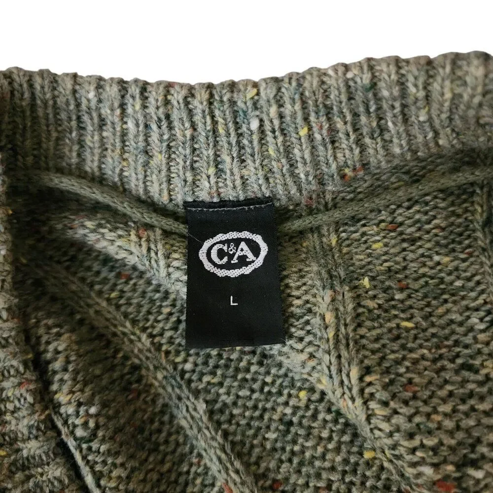 Vintage 90s Acrylic Button Up Sweater Vest Mens Size L Green Grunge Norm Core